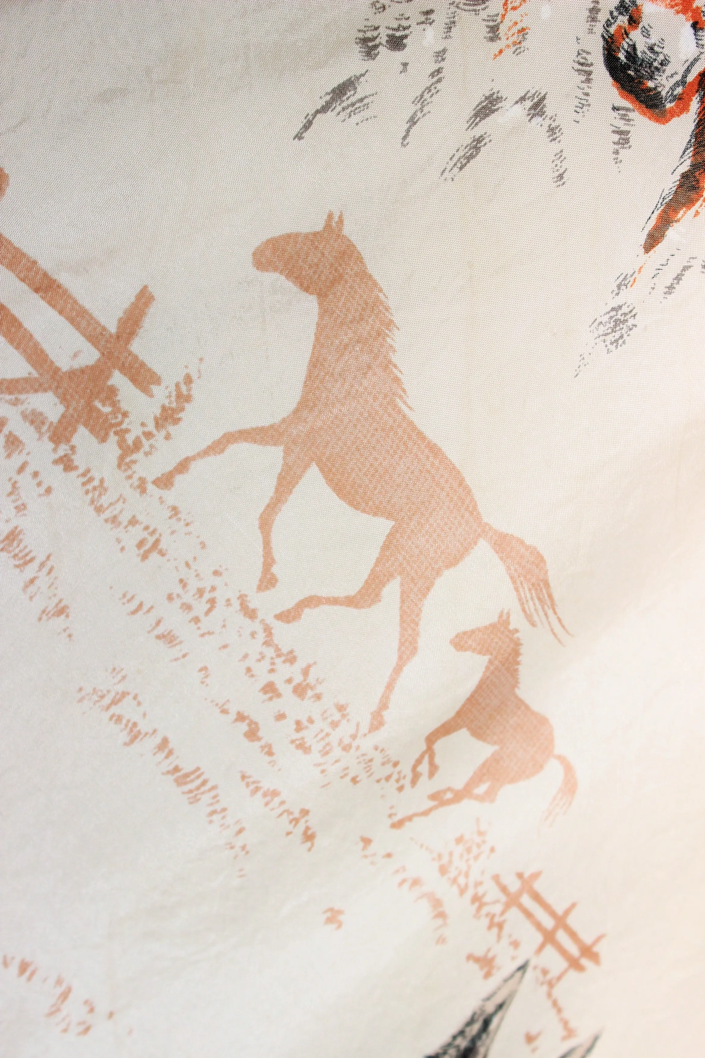 Vintage 1950s Horse Novelty Print Collectible Scarf