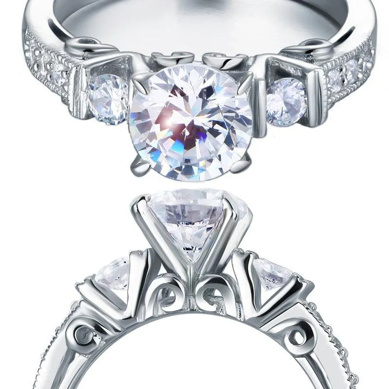 Vintage Style 1.25 Carat Simulated Diamond 925 Sterling Silver Wedding Engagement Ring