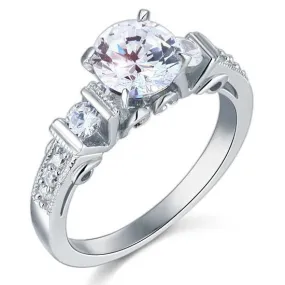 Vintage Style 1.25 Carat Simulated Diamond 925 Sterling Silver Wedding Engagement Ring