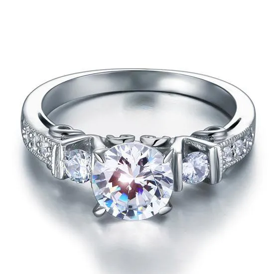 Vintage Style 1.25 Carat Simulated Diamond 925 Sterling Silver Wedding Engagement Ring
