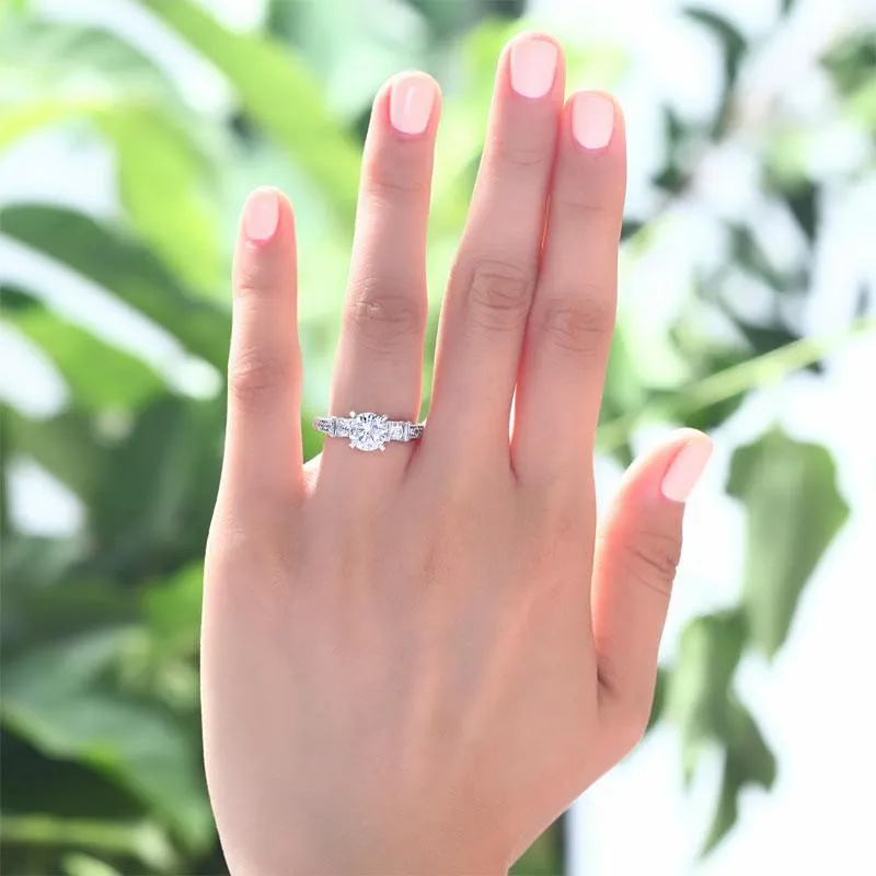 Vintage Style 1.25 Carat Simulated Diamond 925 Sterling Silver Wedding Engagement Ring
