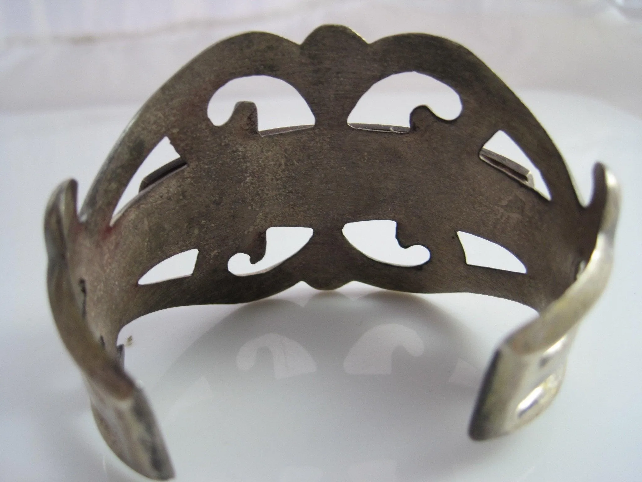Vintage Zuni Sandcast Inlay Turquoise Cuff Bracelet