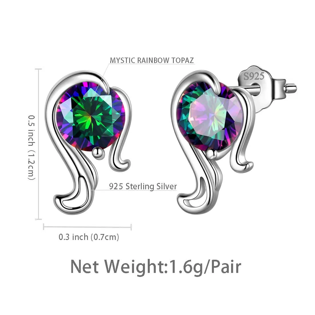 Virgo Stud Earrings Women Girls Constellation Jewelry Mystic Topaz Sterling Silver