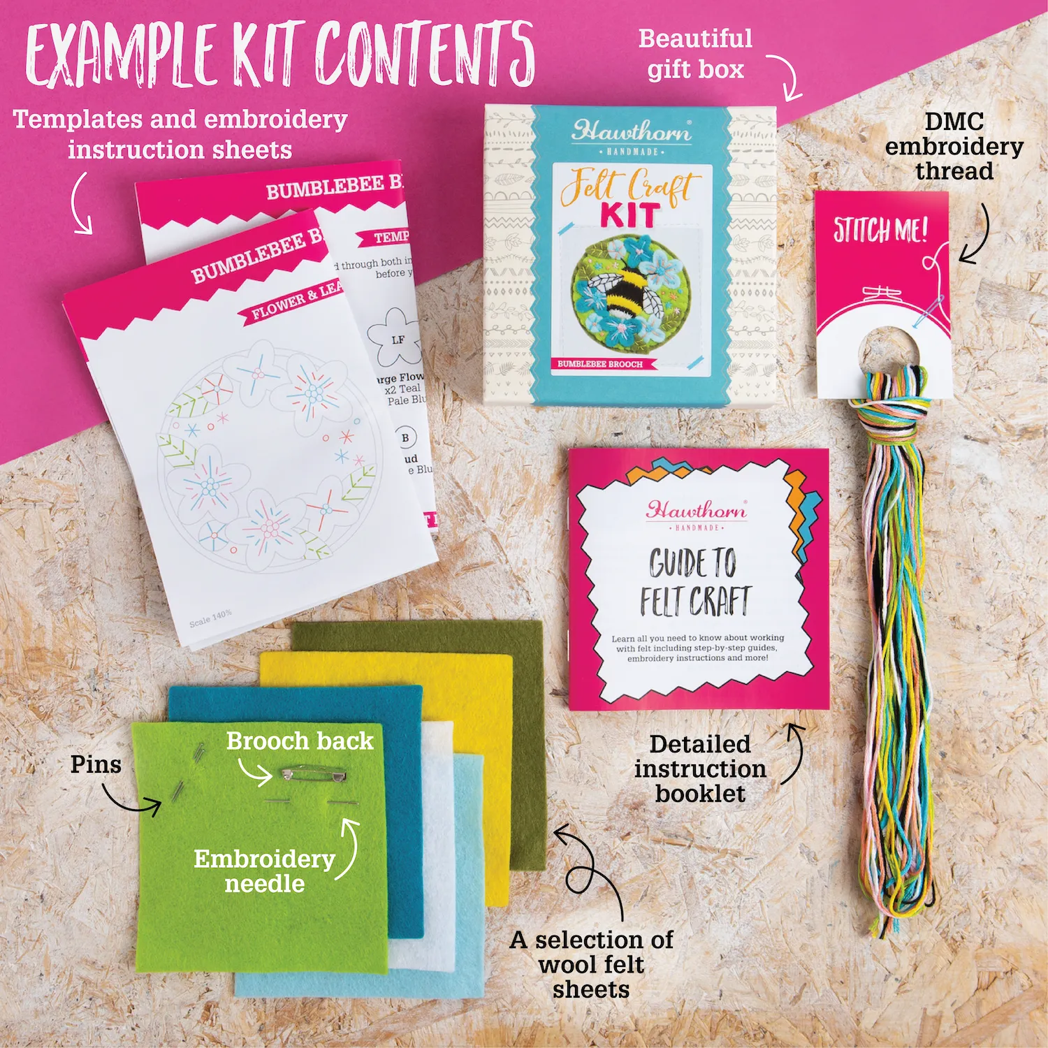Vita Flower Felt Craft Brooch Kit