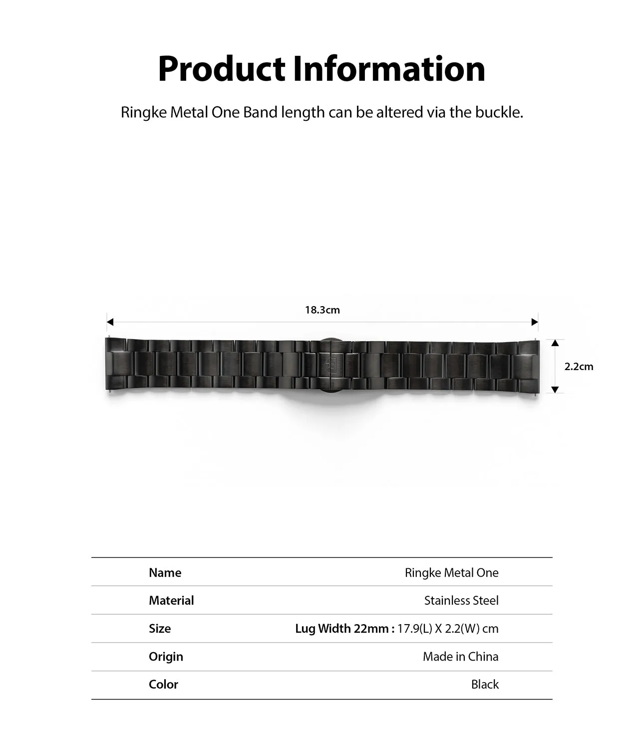 Watch Lug 22mm | Metal One Band [Black]