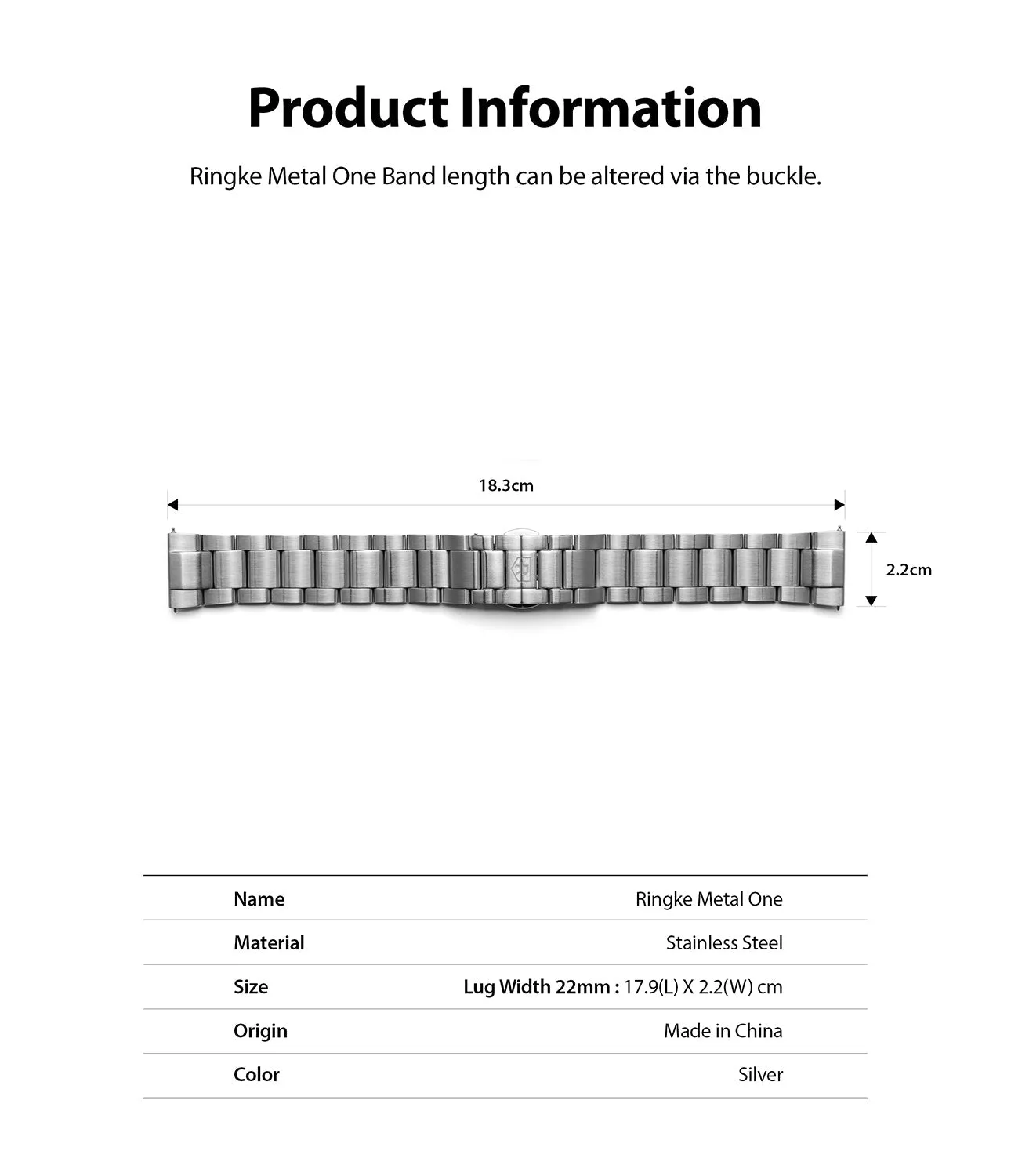 Watch Lug 22mm | Metal One Band [Black]