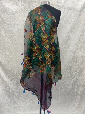 Wine Abstract -  Ethnic Square Starched Scarf