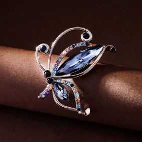 Women's Butterfly Blue Crystal Rhinestone Brooch