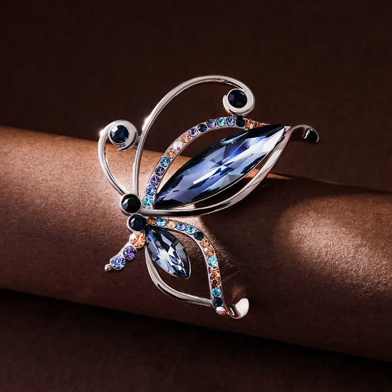 Women's Butterfly Blue Crystal Rhinestone Brooch