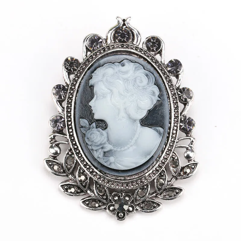 Women's Victorian Cameo Silhouette Leaf Brooch