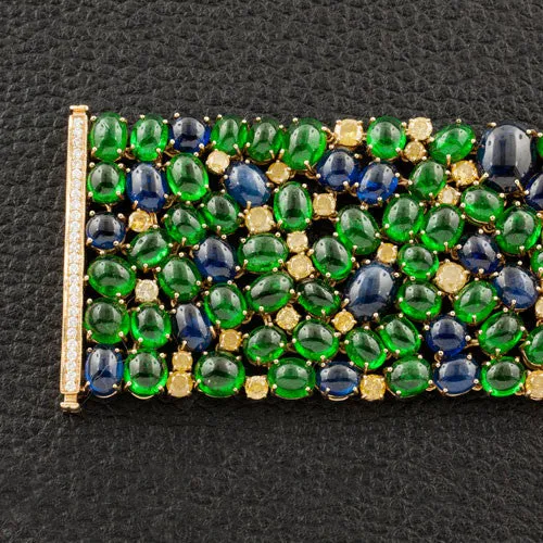 Yellow Diamond, Sapphire & Tsavorite Bracelet