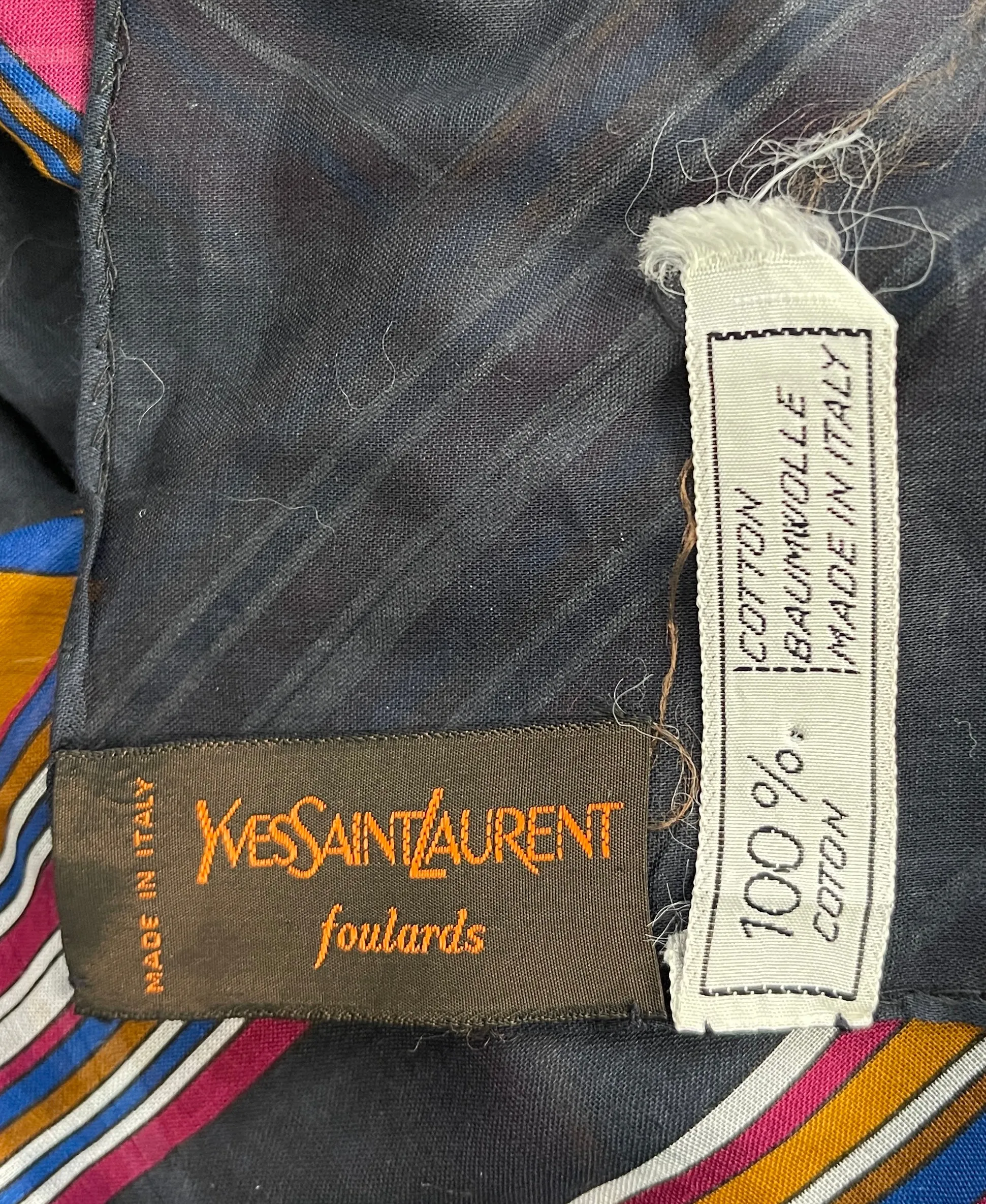 YVES SAINT LAURENT 70s Large Cotton Scarf, Made in Italy