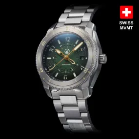 Zelos Thresher 500m GMT - Hunter&nbsp;Green (Swiss&nbsp;ETA&nbsp;2893)